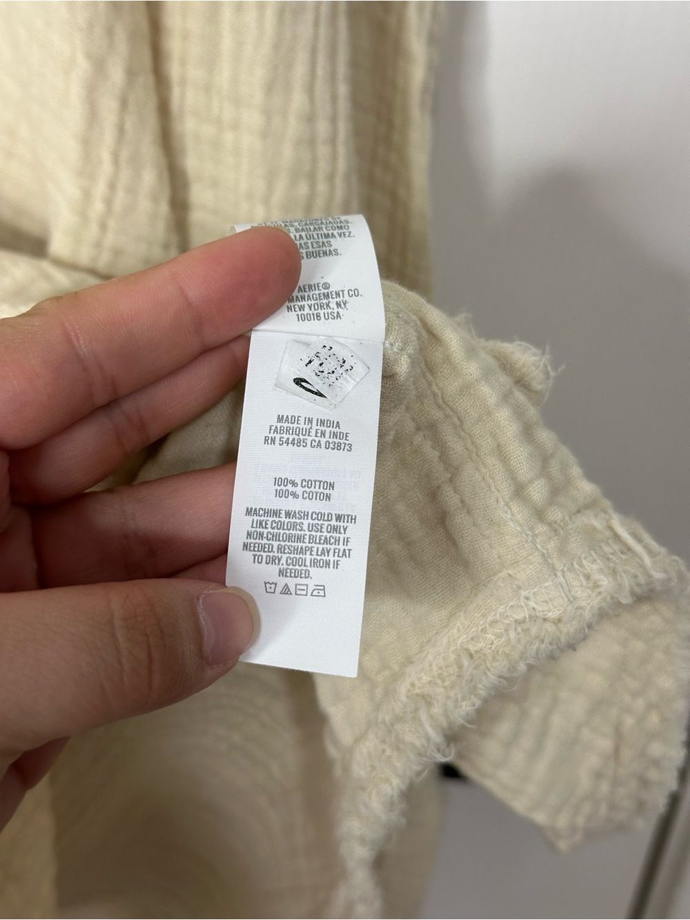 Aerie Soft Oat 100% Cotton Oversized Gauzy Coverup Shirt Sz M Coastal Minimalist - Picture 9 of 10